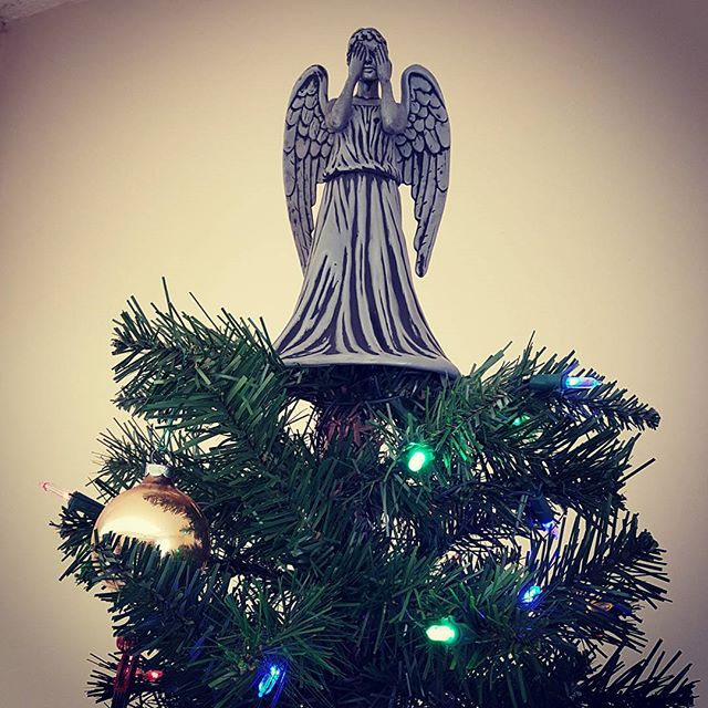 Weeping angel atop our Christmas tree