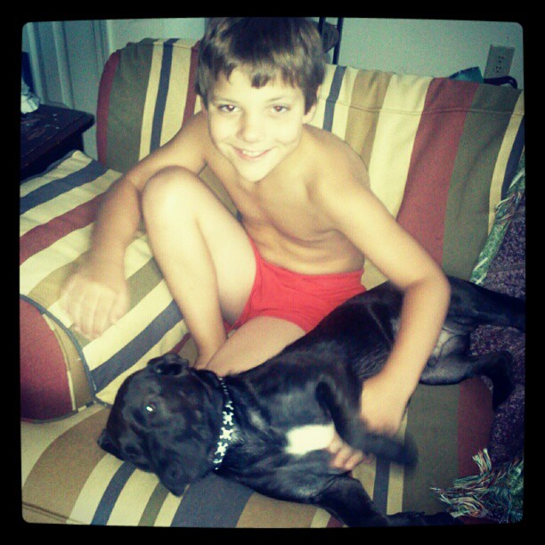 A boy & his dog.